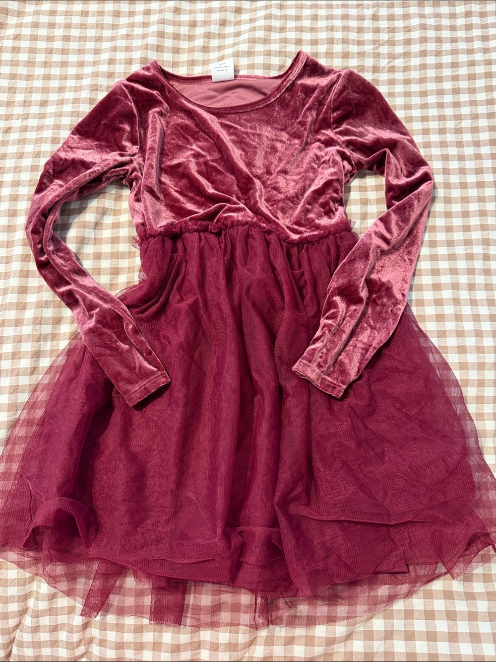 wonder nation Burgundy Velvet & Tulle Party Dress